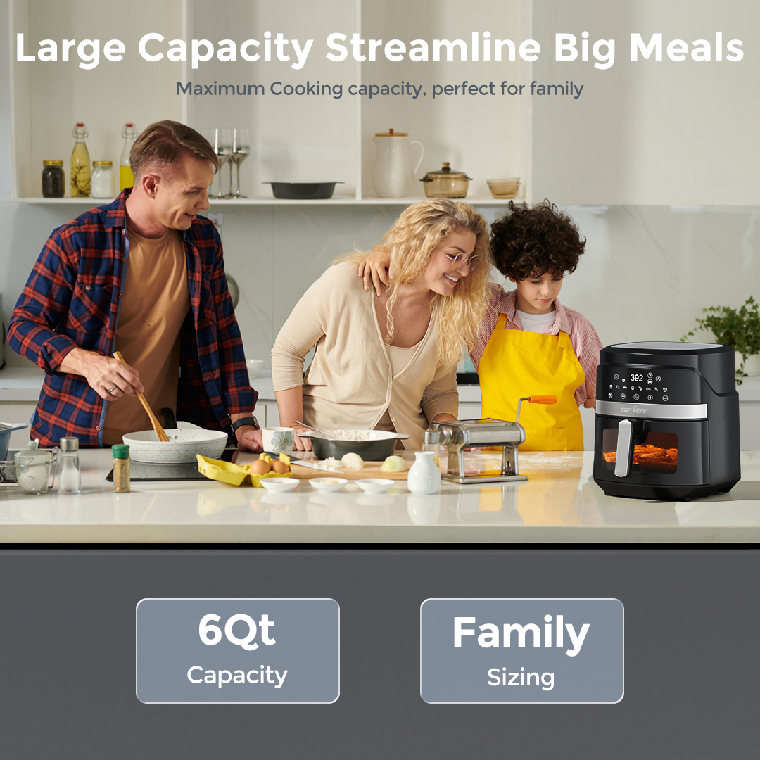 Sejoy 6 quart air fryer modern kitchen appliance overview
