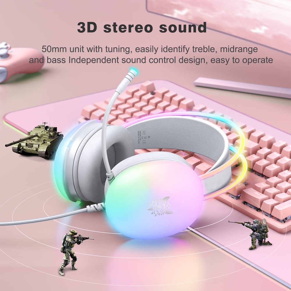RGB streamer light effect on headphones