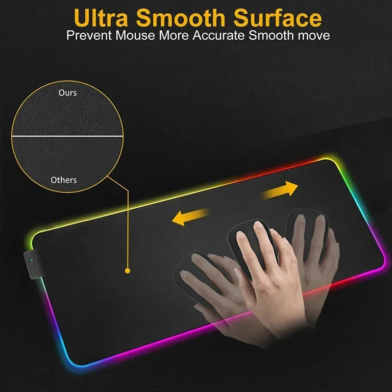 RGB light strip border on gaming mouse pad