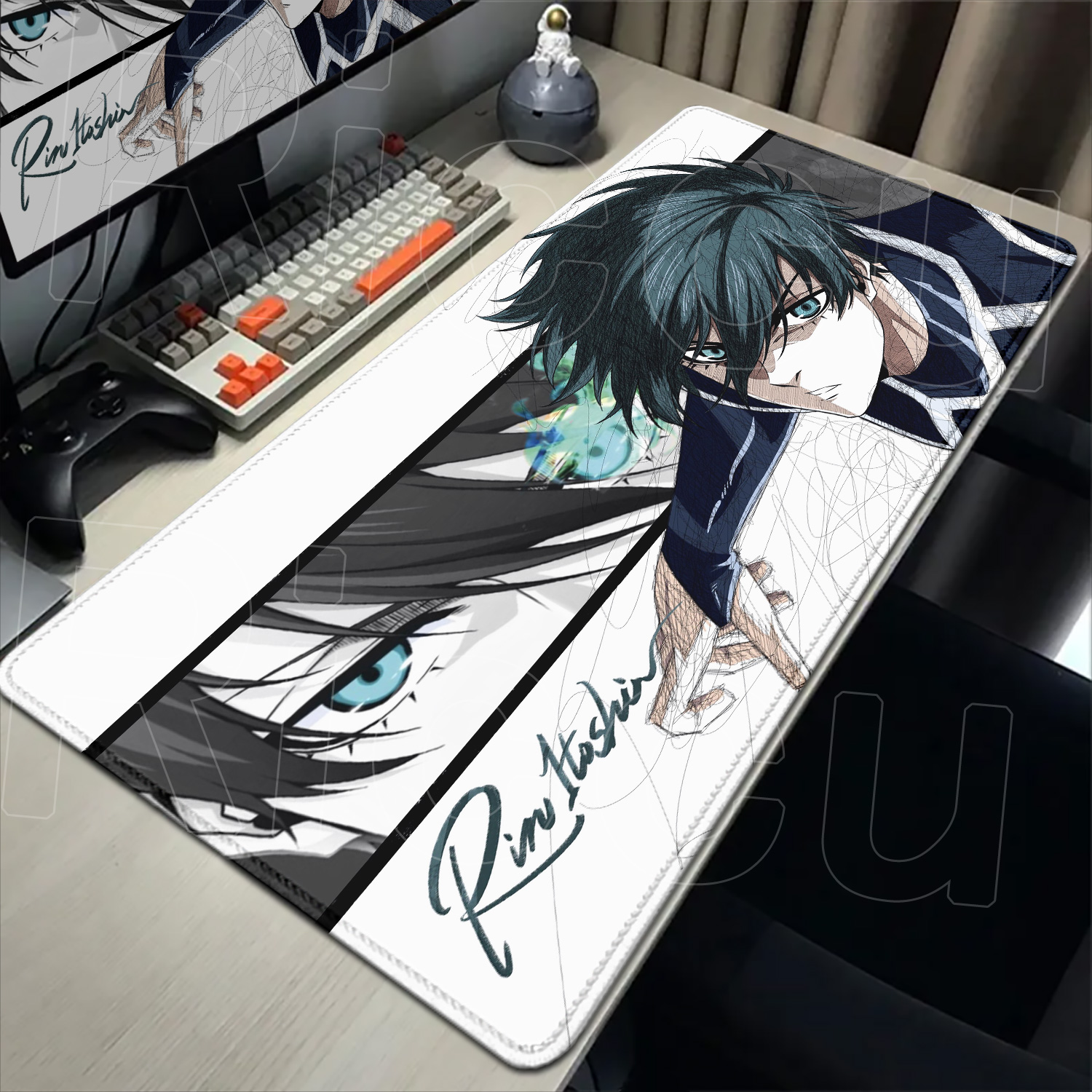 Blue Lock Rin Itoshi anime large gaming mouse pad