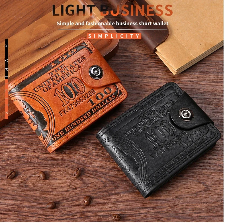 Mens Leather Wallet Dollar Pattern Large Capacity Card Holder - High-quality product image