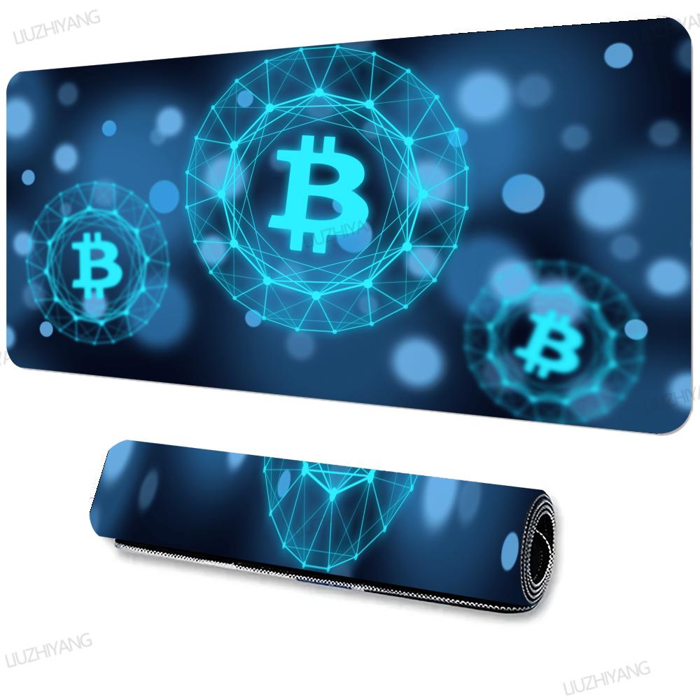Anti-slip rubber computer desk mat with bitcoin design