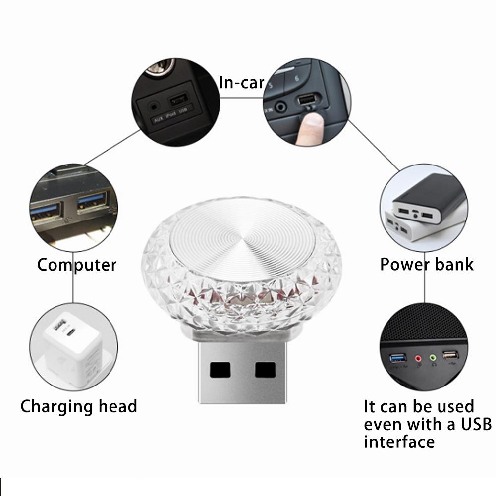 Car USB Ambient LED Lights Portable Mini Atmosphere Lamp - Elegant design displayed