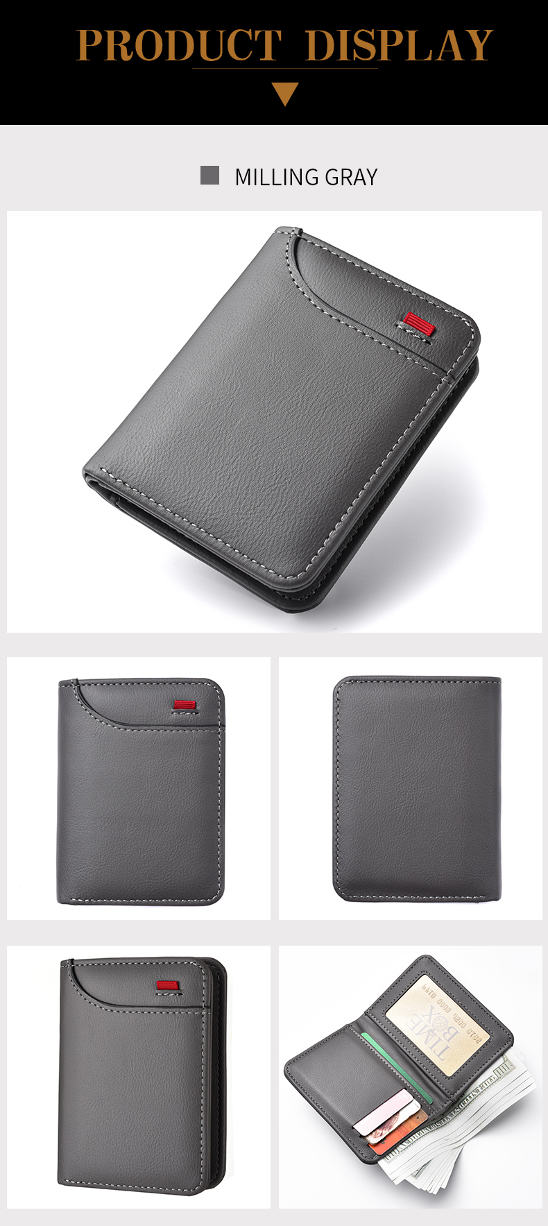 Mens Vertical Wallet Slim Multi Card Mini Card Holder - Detailed surface texture up close