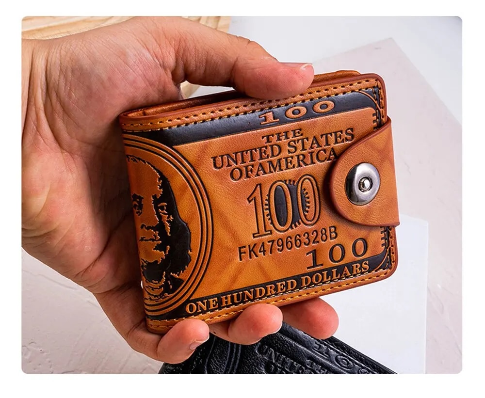 Mens 100 Dollar Bill Leather Wallet Card Holder - Lifestyle shot of the product