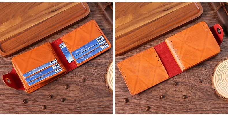 Mens Leather Wallet Dollar Pattern Large Capacity Card Holder - Side view of the item