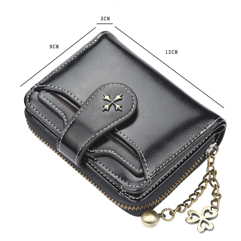 Womens Short Leather Wallet Small Card and Coin Purse - Detailed view of the product