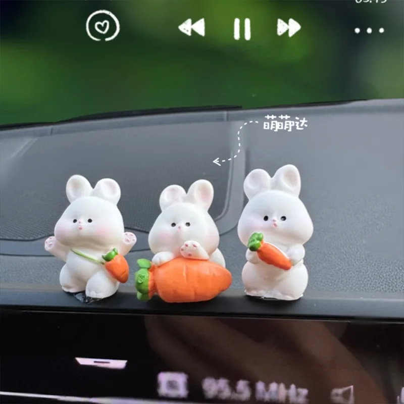 Cute Bunny Car Center Console Decor Accessories - Elegant design displayed