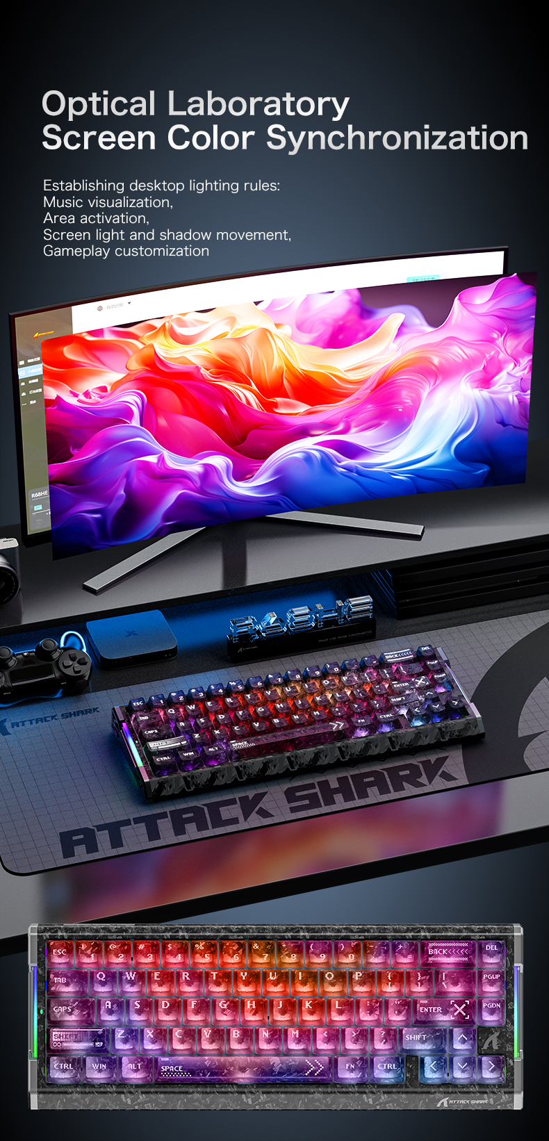 Compact 65 percent gaming keyboard design