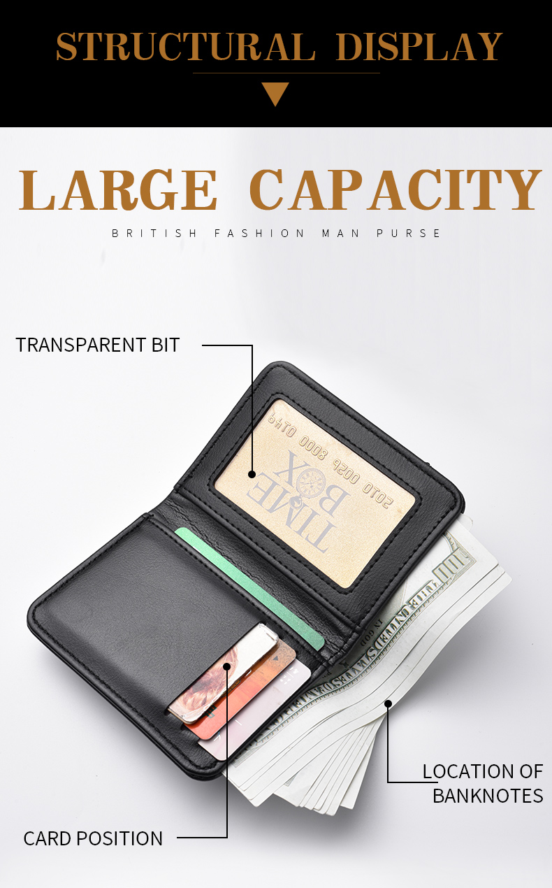 Mens Vertical Wallet Slim Multi Card Mini Card Holder - Image highlighting product features