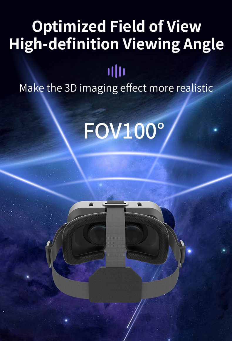 Virtual reality glasses showing adjustable straps for smartphones