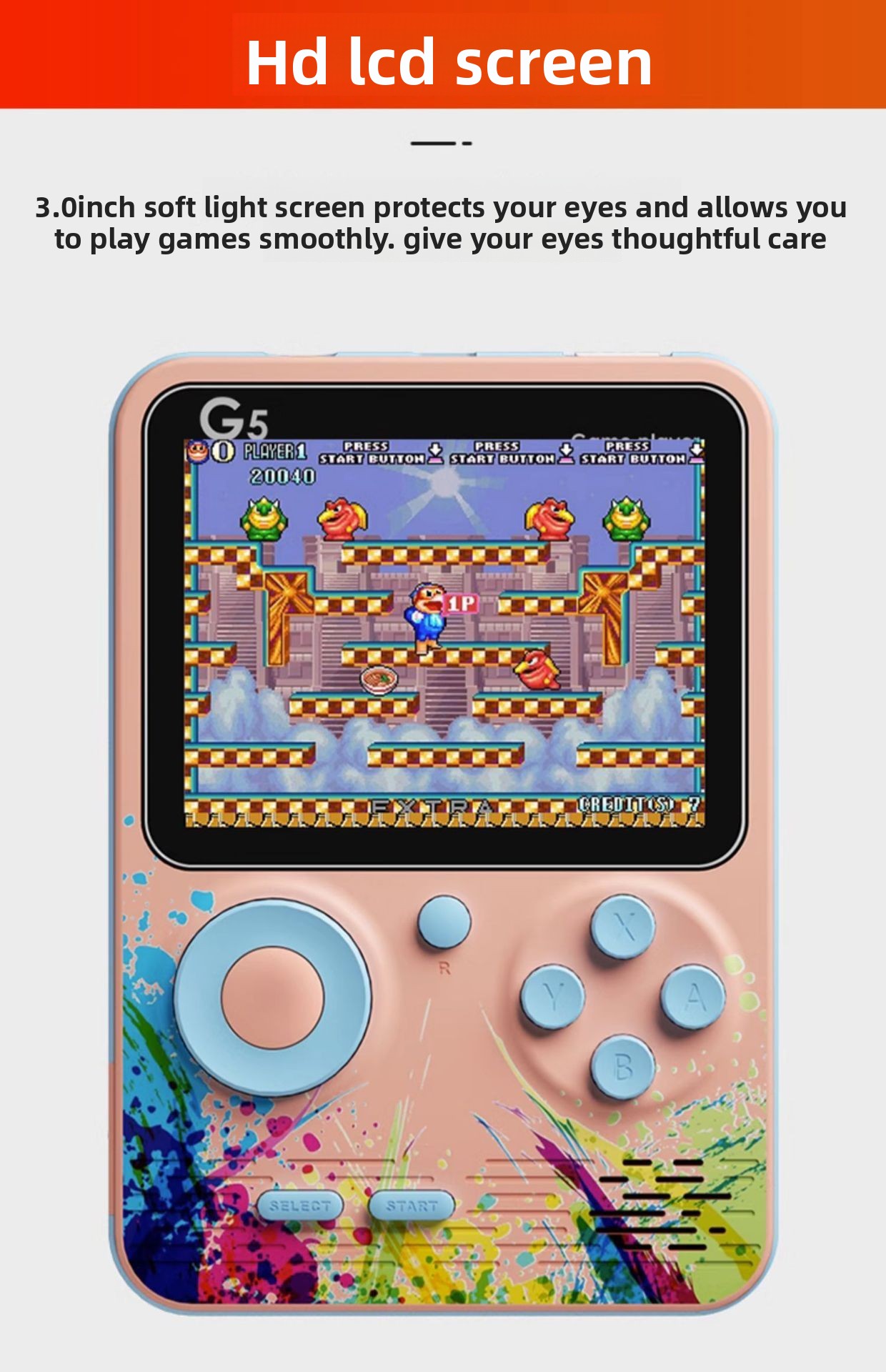 G5 Retro Handheld Game Console 500 Classic Games Portable - Angle view of the product in use