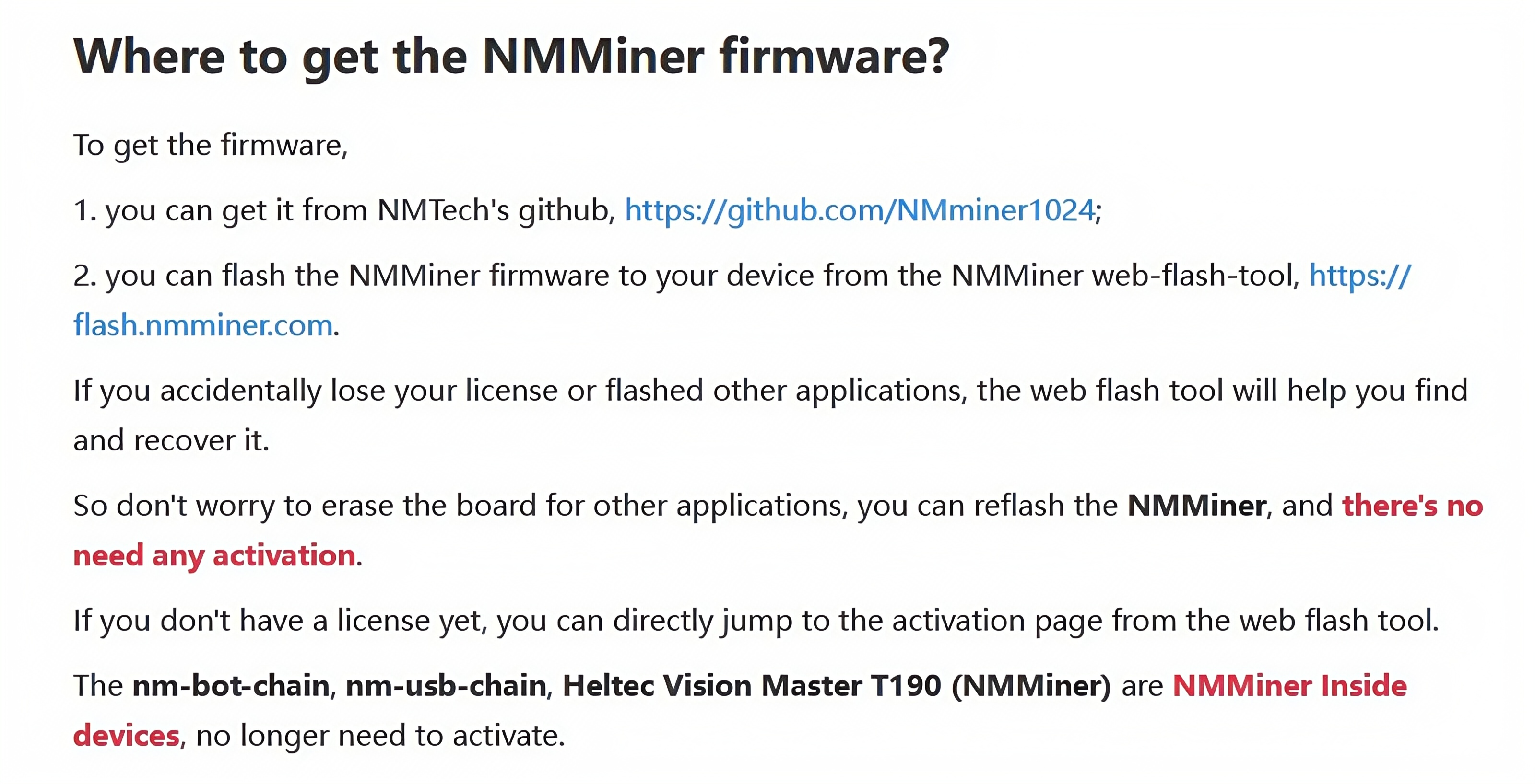 NMMiner FAQ support section