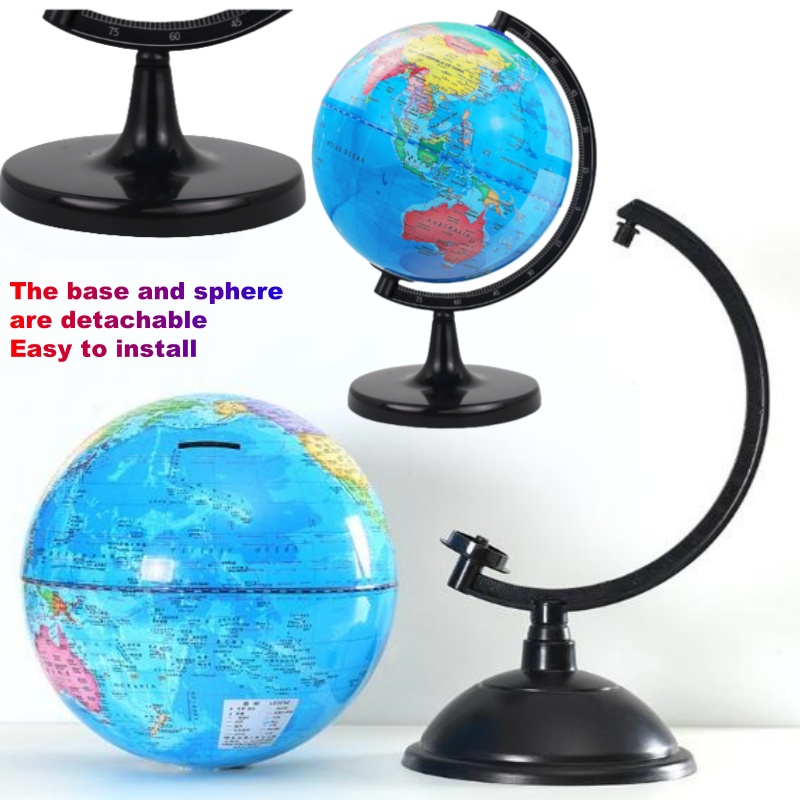 Illuminated world globe functioning as a living room desk lamp