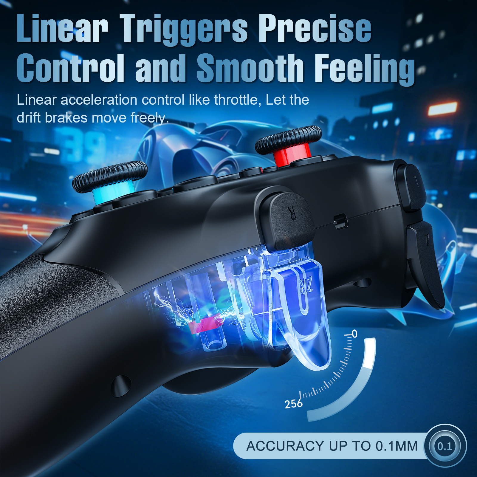 Wireless Pro Game Controller for Switch and PC with Turbo - Zoomed image showing craftsmanship