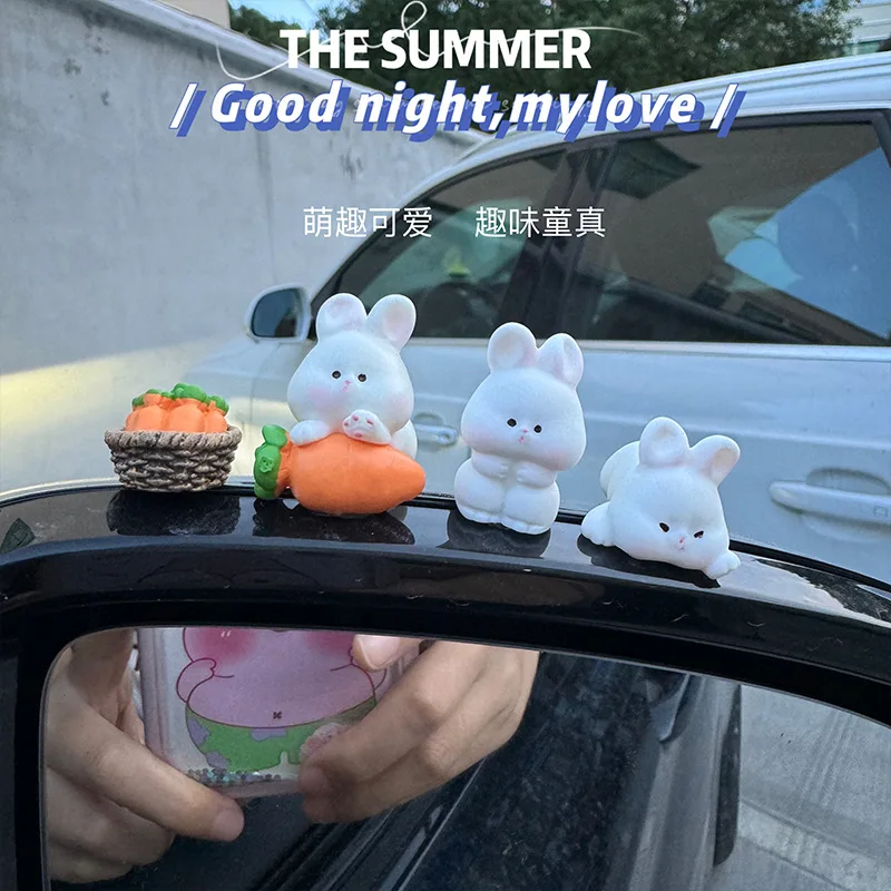 Cute Bunny Car Center Console Decor Accessories - Lifestyle shot of the product