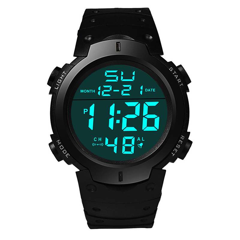 Mens Waterproof Sports Fitness Digital Watch - Side view of the item