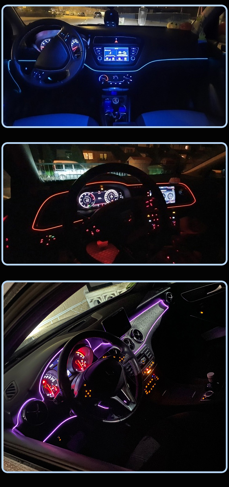 5m LED Car Interior Atmosphere Light USB Strip - Lifestyle shot of the product