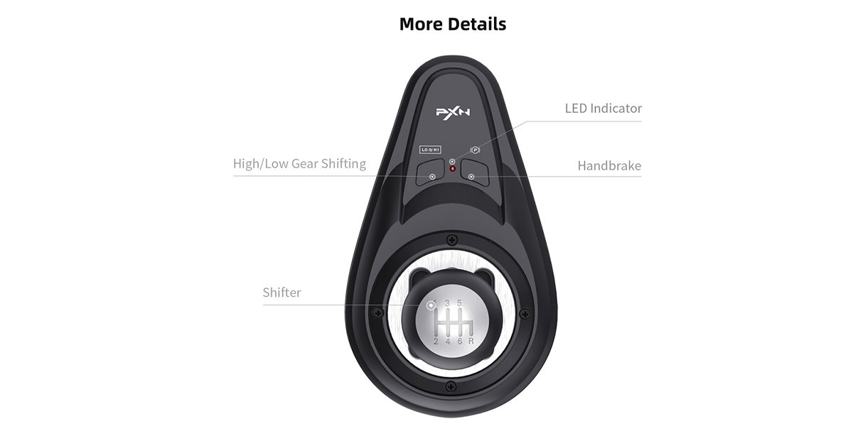 PXN-A7 Manual Gear Shifter for Racing Wheels - Side view of the item