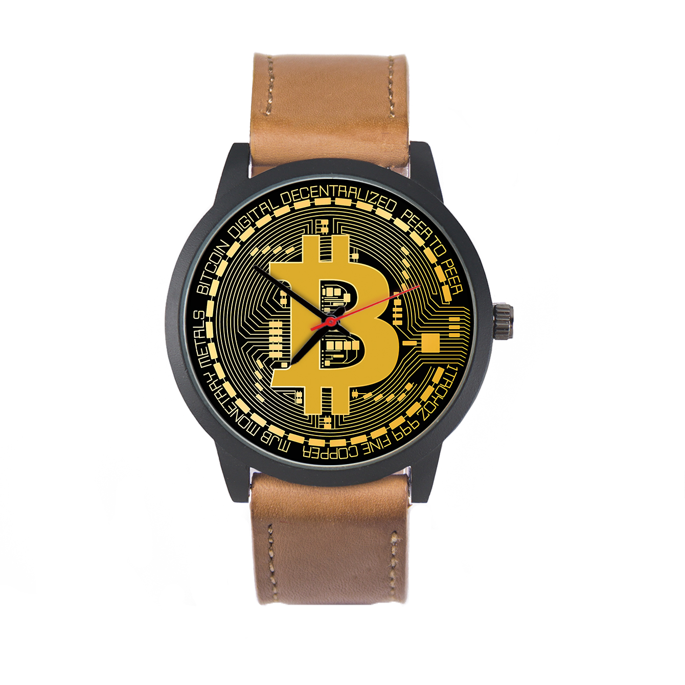 Mens Rose Gold Watch Bitcoin Electronic Wristwatch - High-quality product image