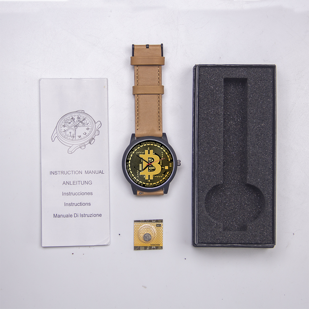 Mens Rose Gold Watch Bitcoin Electronic Wristwatch - Lifestyle shot of the product