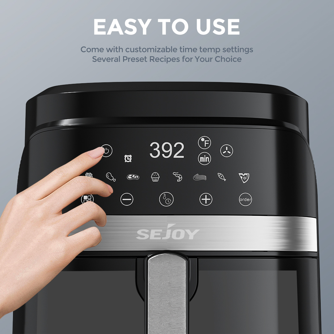 Sejoy 6 quart air fryer with dishwasher safe parts