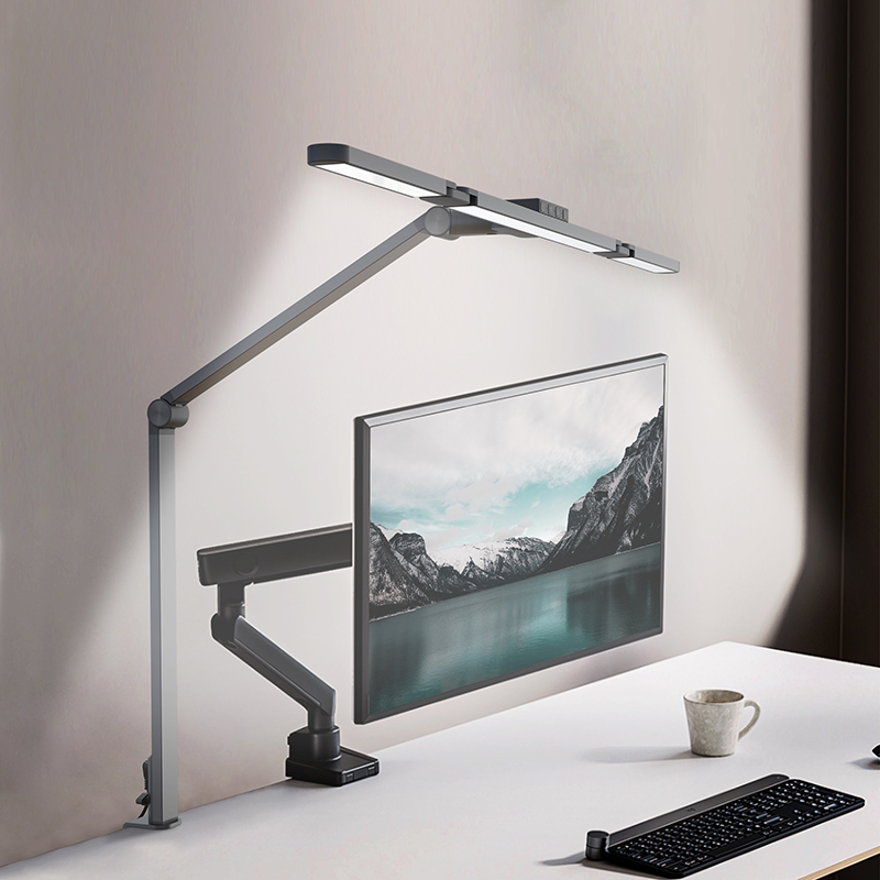 LED Desk Lamp with Clamp and Remote Dimming 24W - Compact design captured from top angle