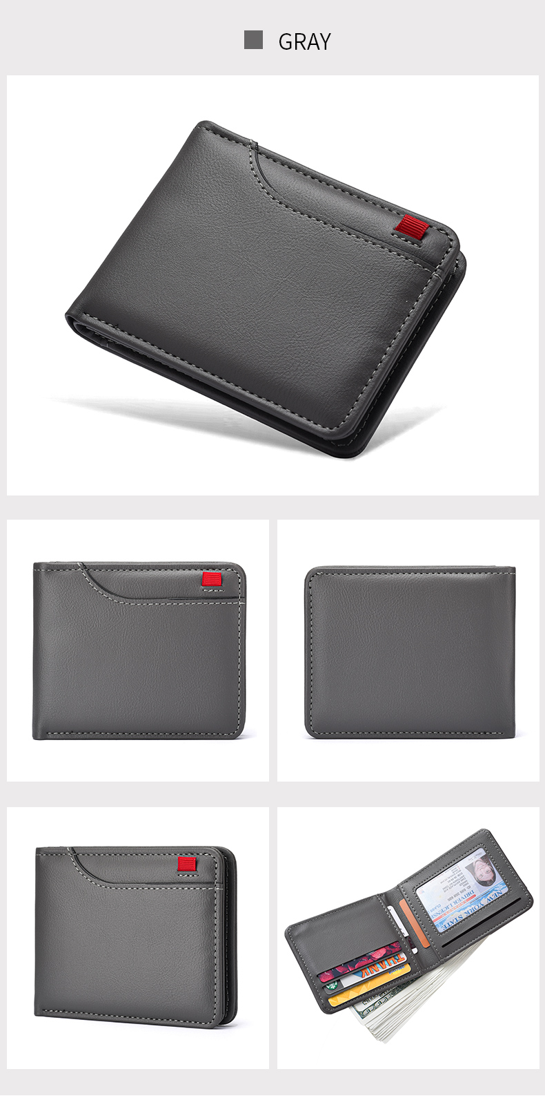 Mens Vertical Wallet Slim Multi Card Mini Card Holder - Sleek profile against neutral background
