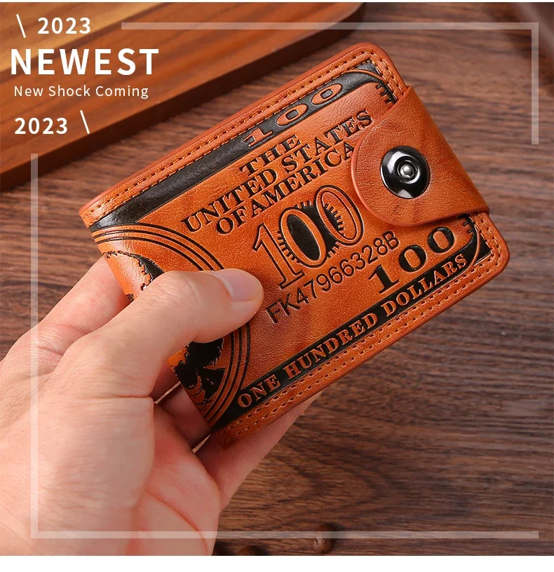 Mens Leather Wallet Dollar Pattern Large Capacity Card Holder - Detailed view of the product