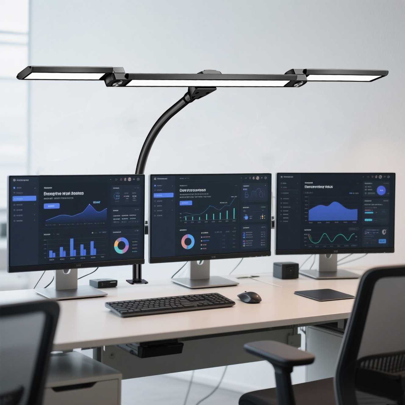 LED Desk Lamp with Clamp and Remote Dimming 24W - Side view of the item