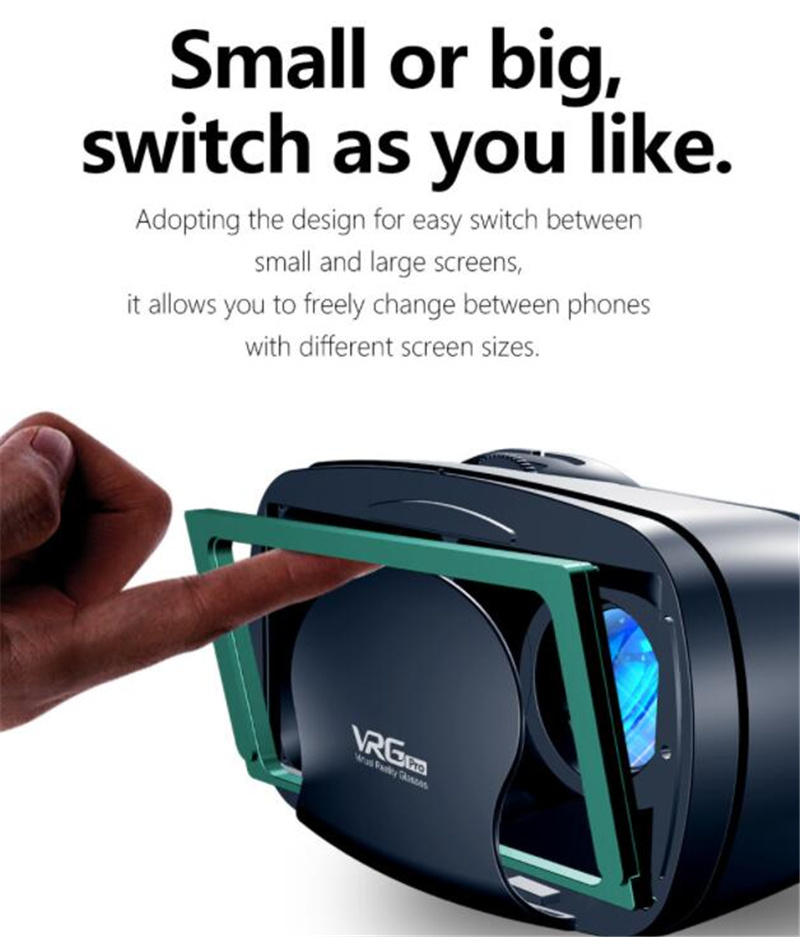 Virtual reality headset supporting 5 to 7 inch phones