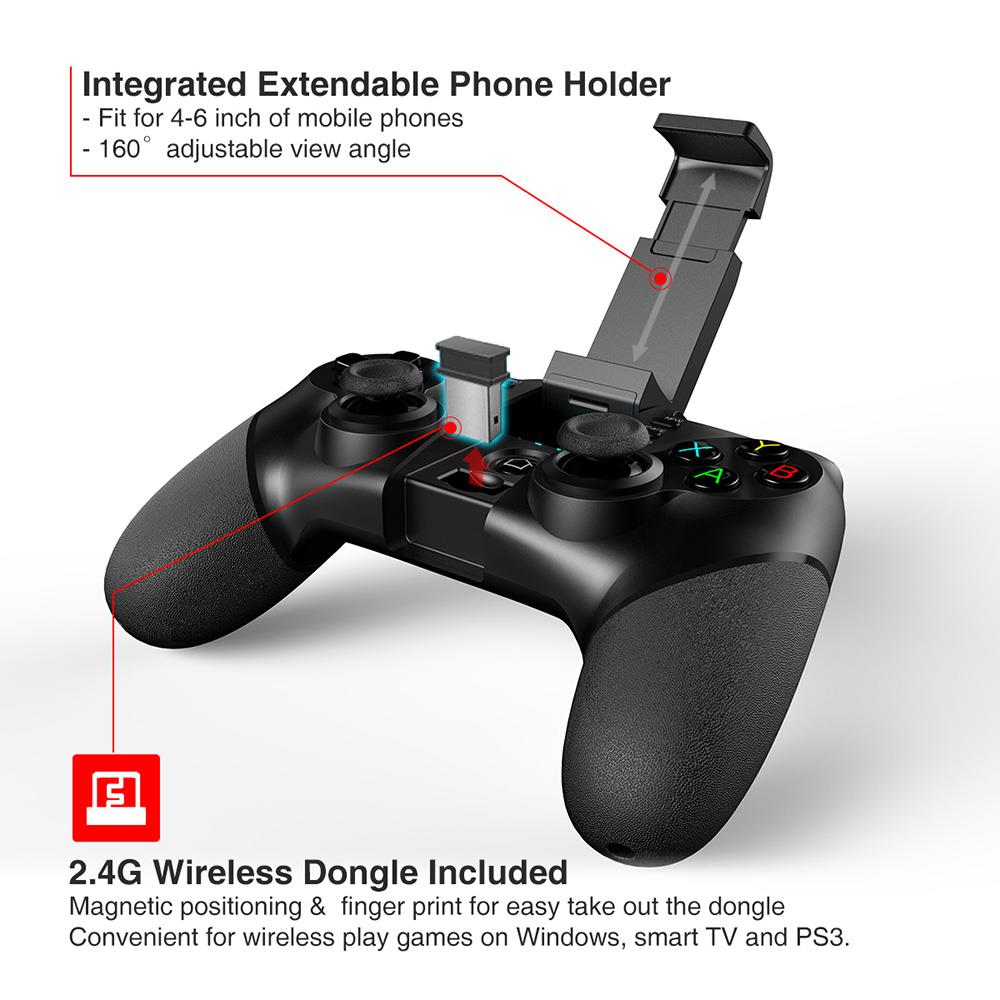 Wireless Bluetooth Mobile Game Controller for Phone PC TV - Sleek profile against neutral background