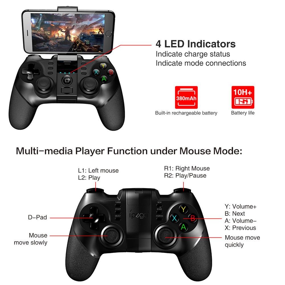 Wireless Bluetooth Mobile Game Controller for Phone PC TV - Sleek profile against neutral background