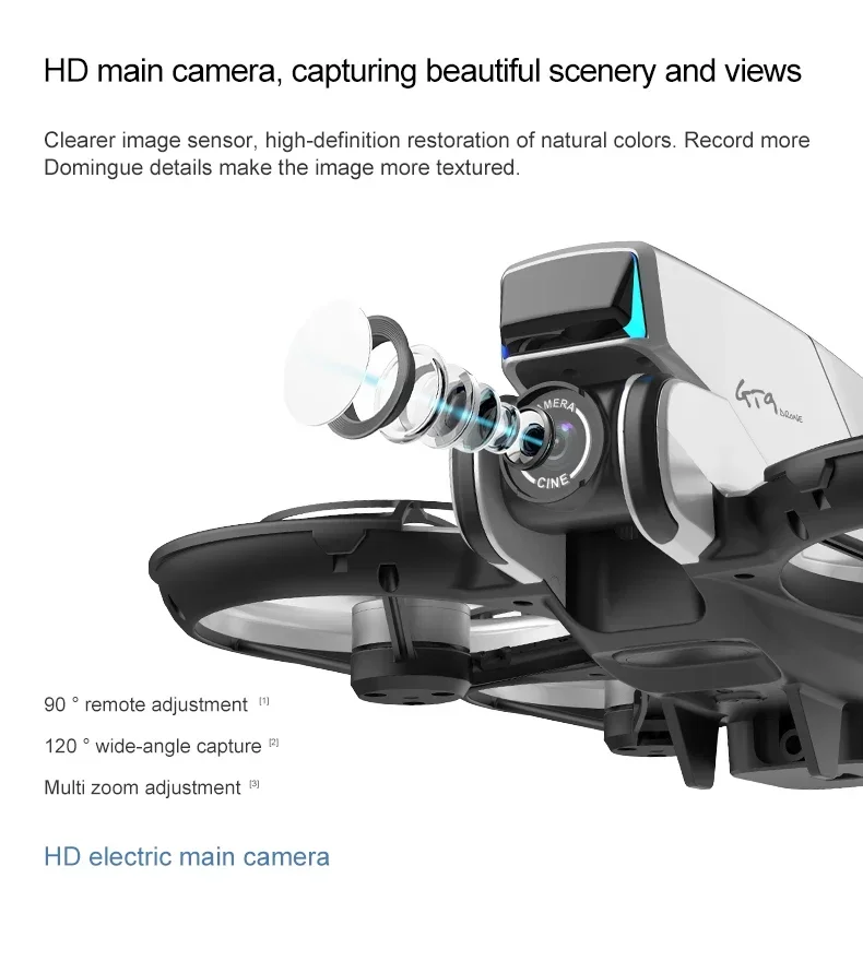 Xioami GT9 GPS Foldable Drone Dual Lens 4K HD Camera Quadcopter - Image highlighting product features