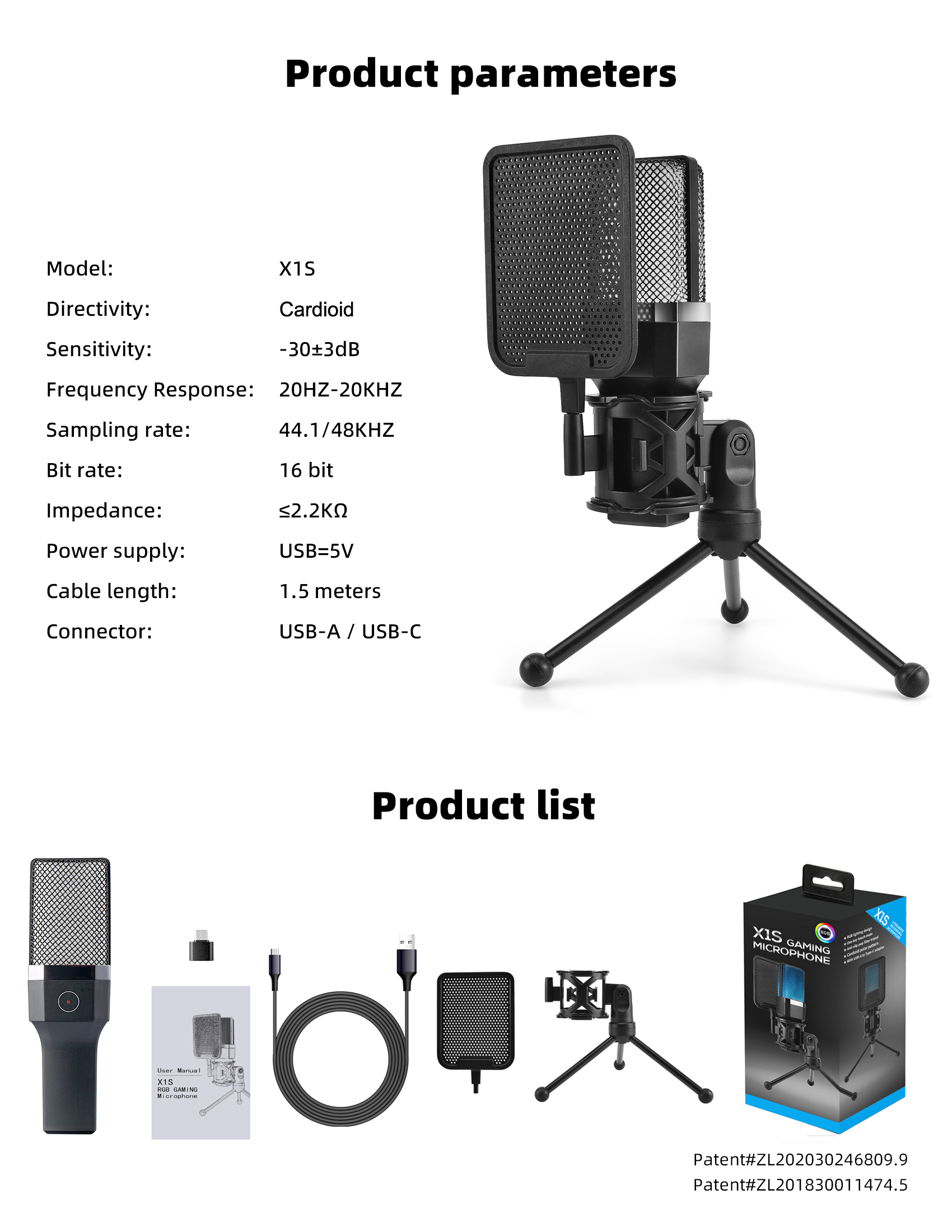 Vocal recording microphone for studio use