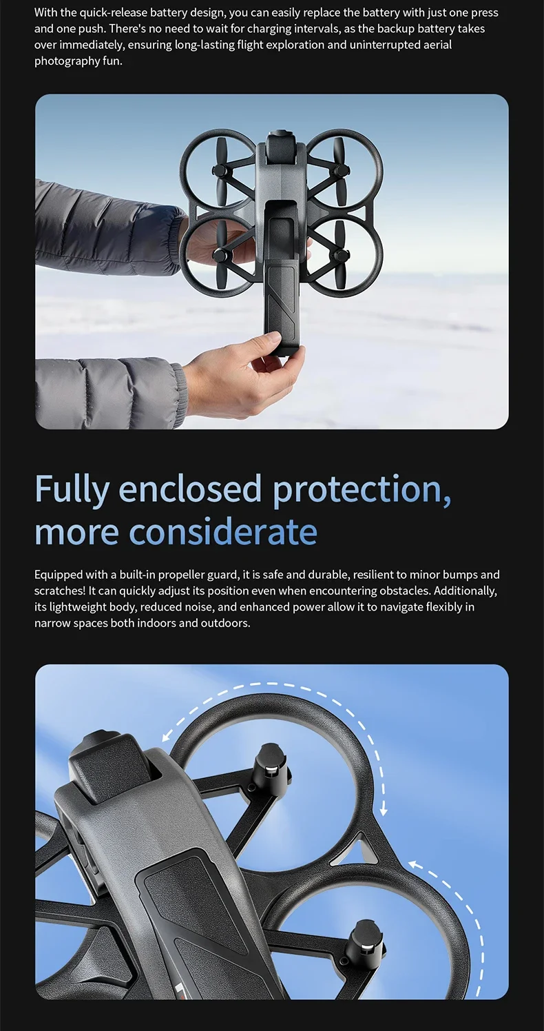 4K Xioami GPS Drone Foldable RC Quadcopter Easy Fly Camera Drone - Image highlighting product features