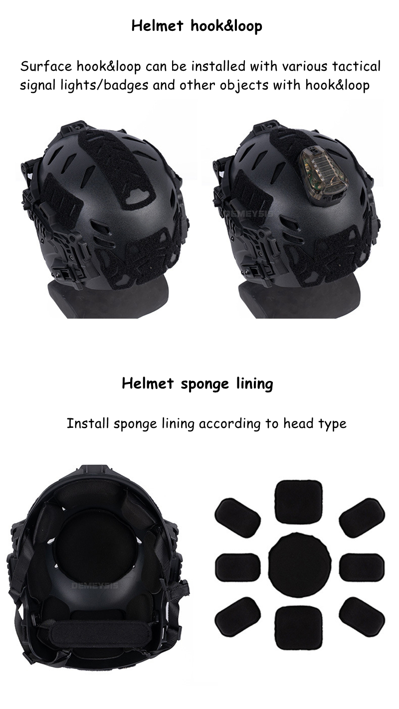 Airsoft protective gear tactical helmet with side rails and mount