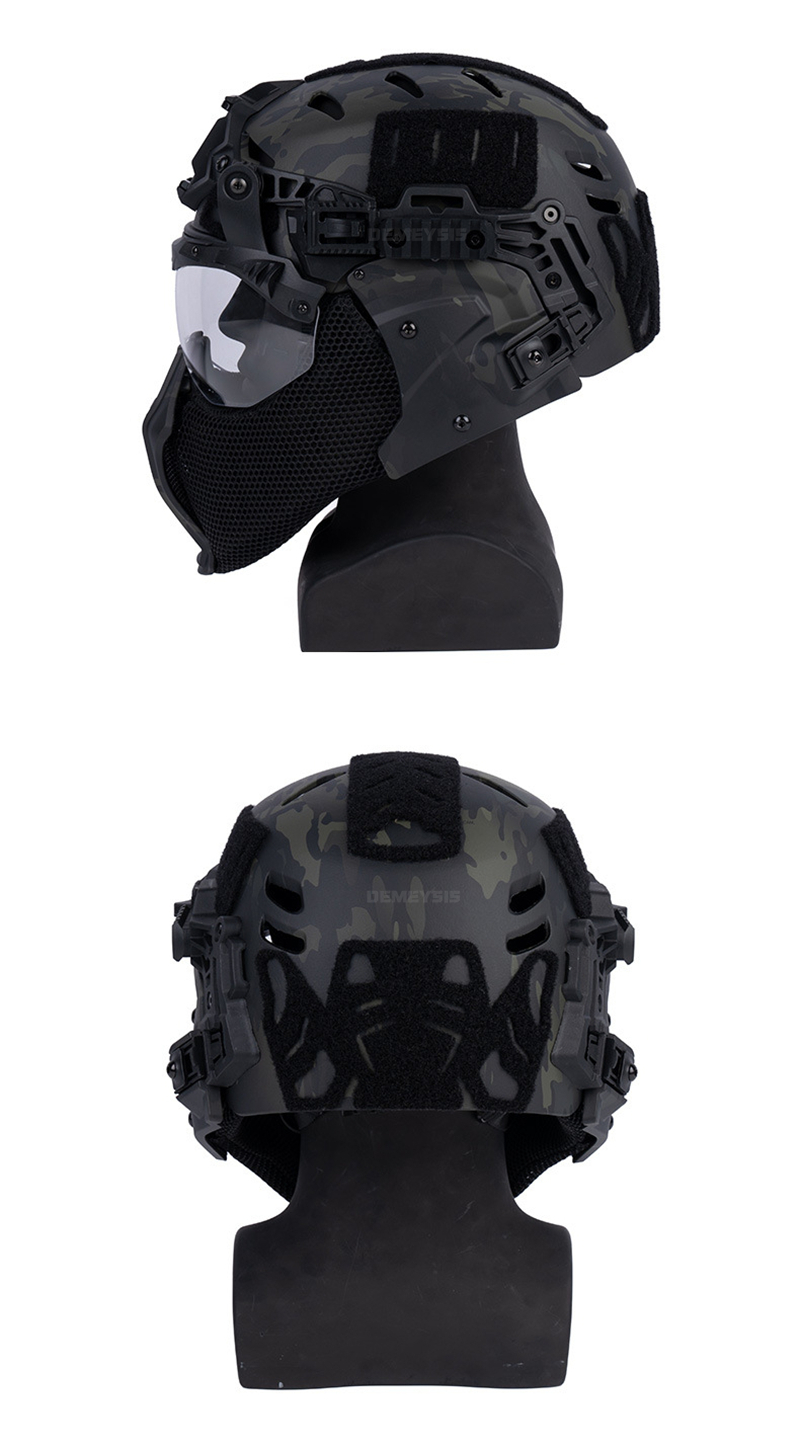 Hunting paintball helmet with half face mask and padding set