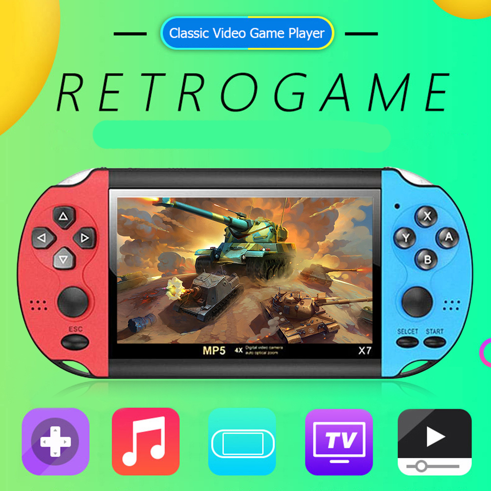 X7 handheld retro video game console with accessories