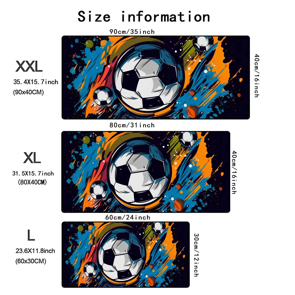 XXL Gaming Mouse Pad Football Design Non-Slip Desk Mat - Modern style featured in daily use