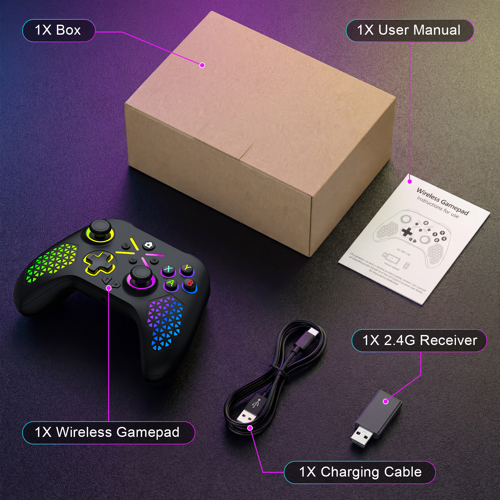 Wireless Xbox Controller RGB Gamepad for Xbox Series SX - Seamless finish and edge detailing