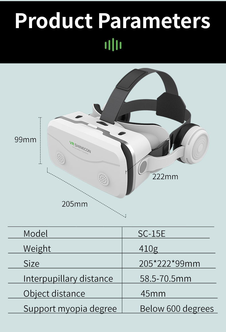 VR Shinecon virtual reality 3D headset goggles for smartphones