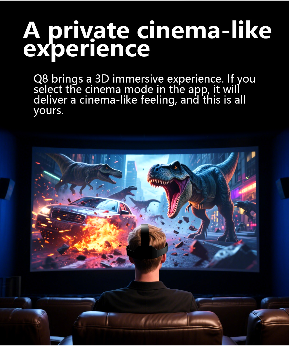 Mobile virtual reality headset with headphones