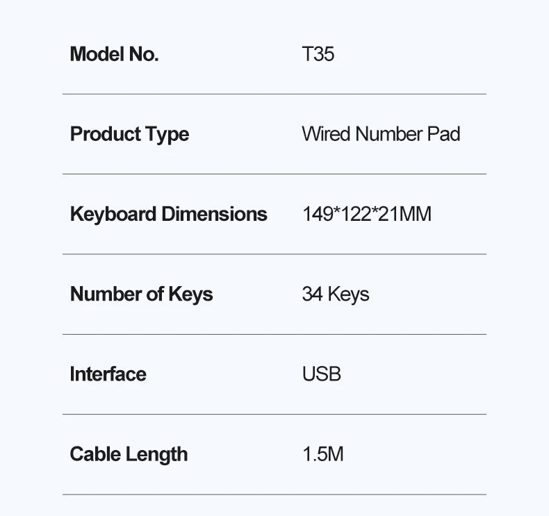 APAYADO T35 slim wired numeric keypad in product packaging