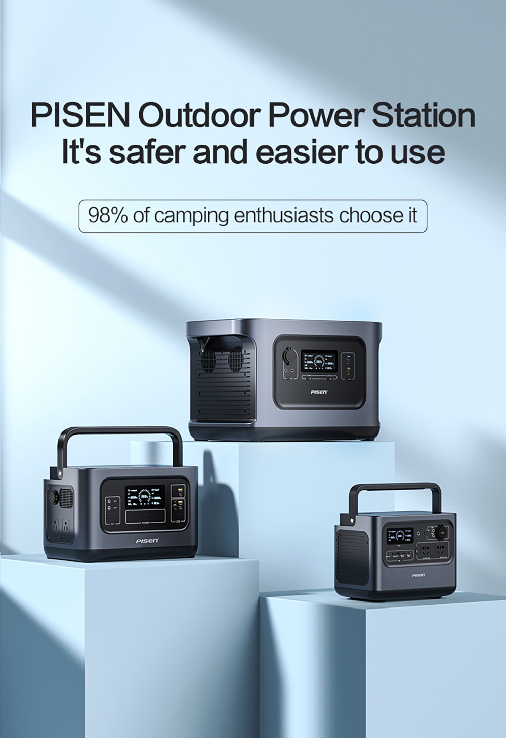 PISEN 1000W Solar Generator 1008Wh LiFePO4 Portable Power Station - High-quality product image