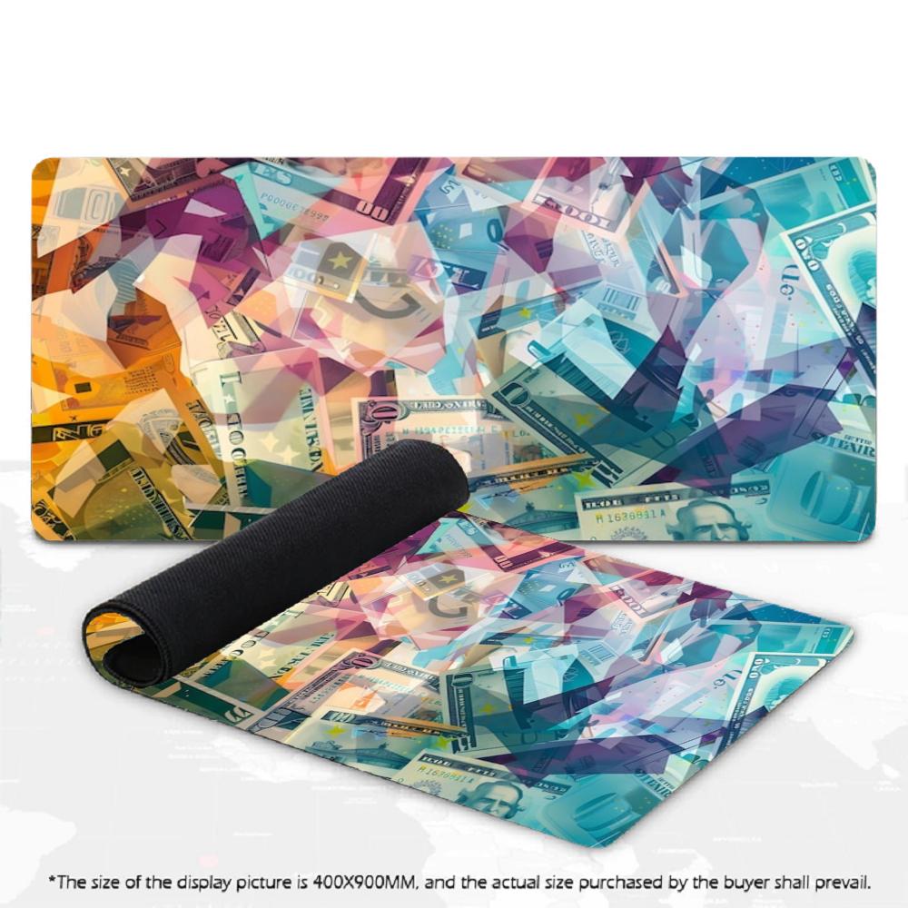 XXL Gaming Mouse Pad Money Design Large Desk Mat - Elegant design displayed