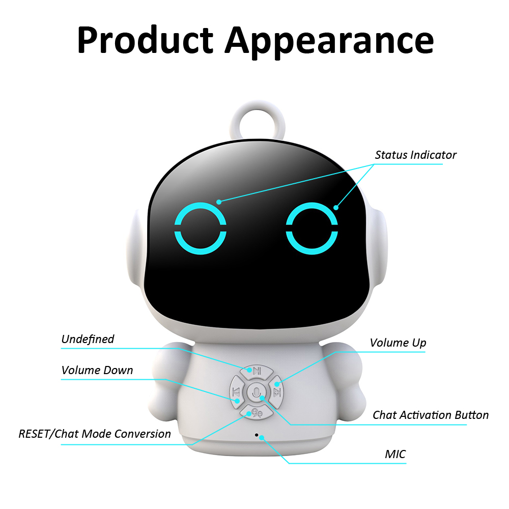 Front view of the smart AI robot toy