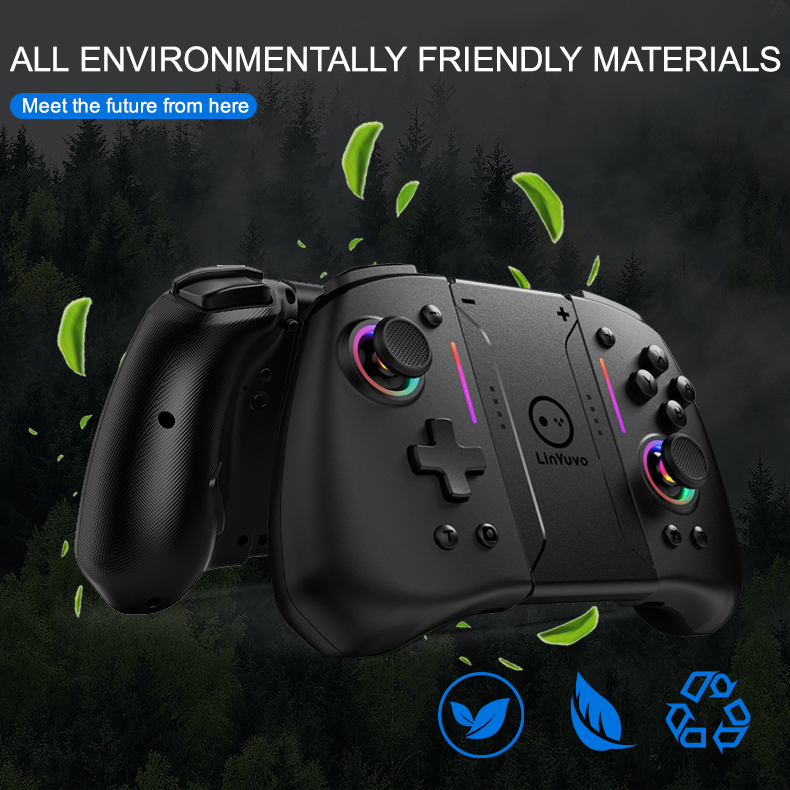 Wireless Bluetooth gamepad controller with non-linear trigger buttons for Nintendo Switch