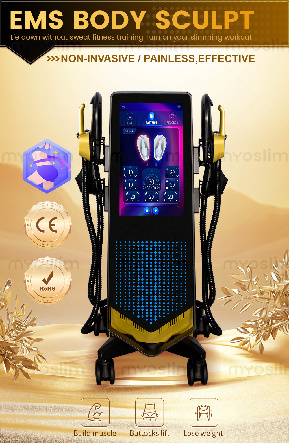 EMS Muscle Stimulator Body Massager and Pelvic Trainer - Side view of the item