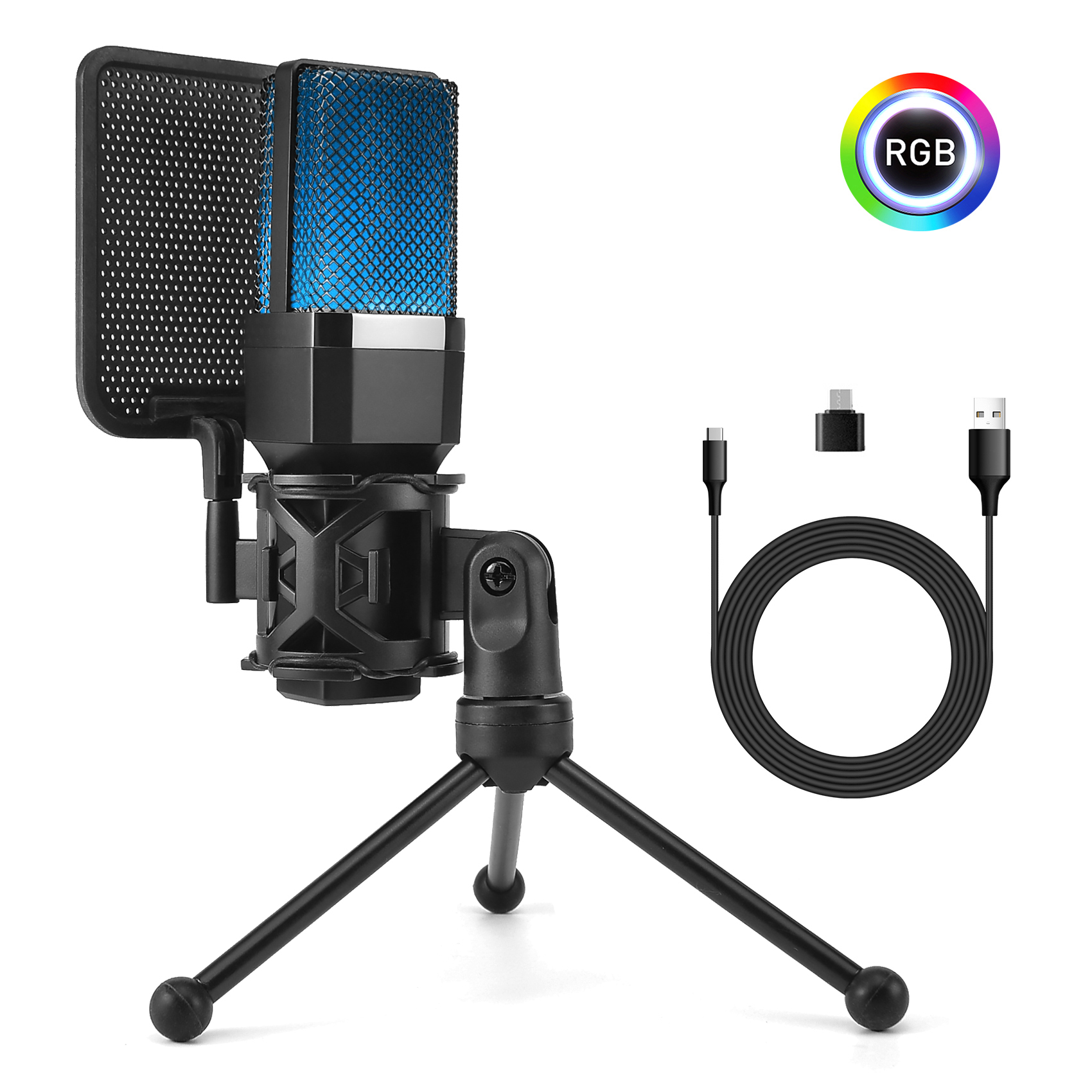 Complete streaming microphone kit components